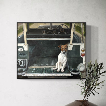 Jack Russell  in Land Rover 30 x 40 cm